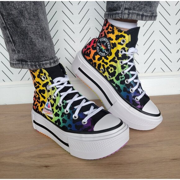Converse Chuck Taylor All Star Platform Pride Sz 8.5 Women Shoes Leopard A15782C - Picture 2 of 9